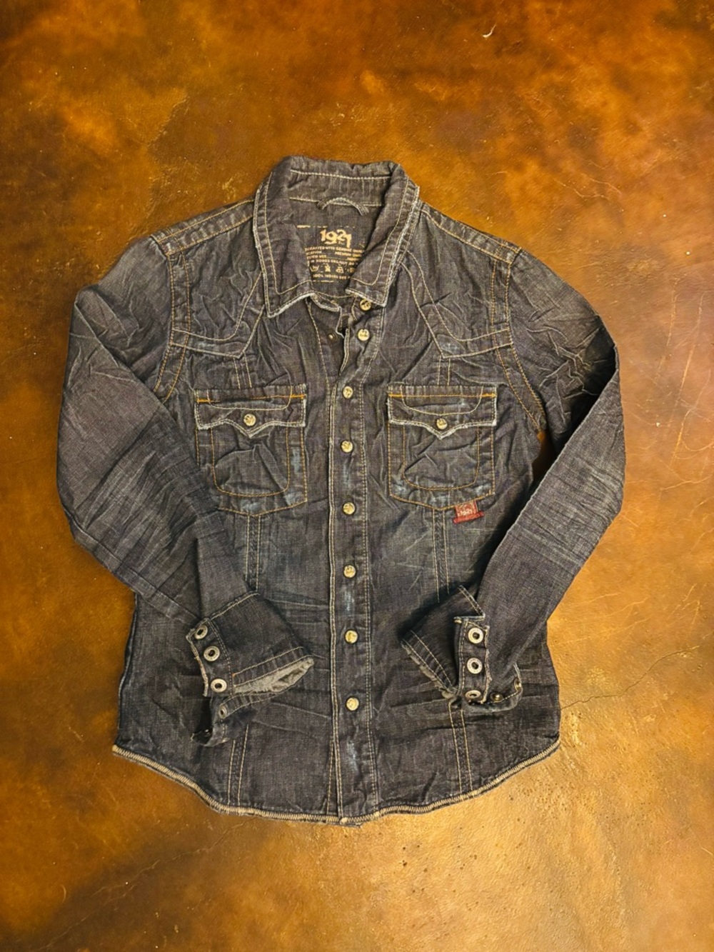 Women’s 1921 Dark Indigo Denim Snap-Up Shirt Jacket size small